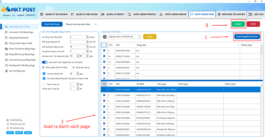 Loạt page của tài khoản Loạt page của tài khoản