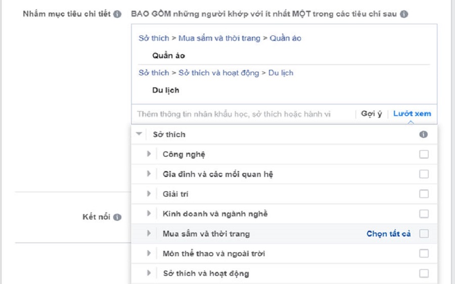 Target đối thương Facebook theo hành vi Target đối thương Facebook theo hành vi